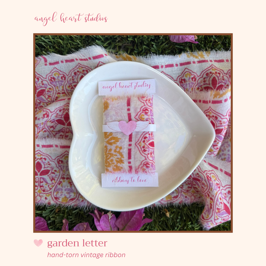 vintage floral ribbon pink gold pattern repurposed fabric junk journal supply