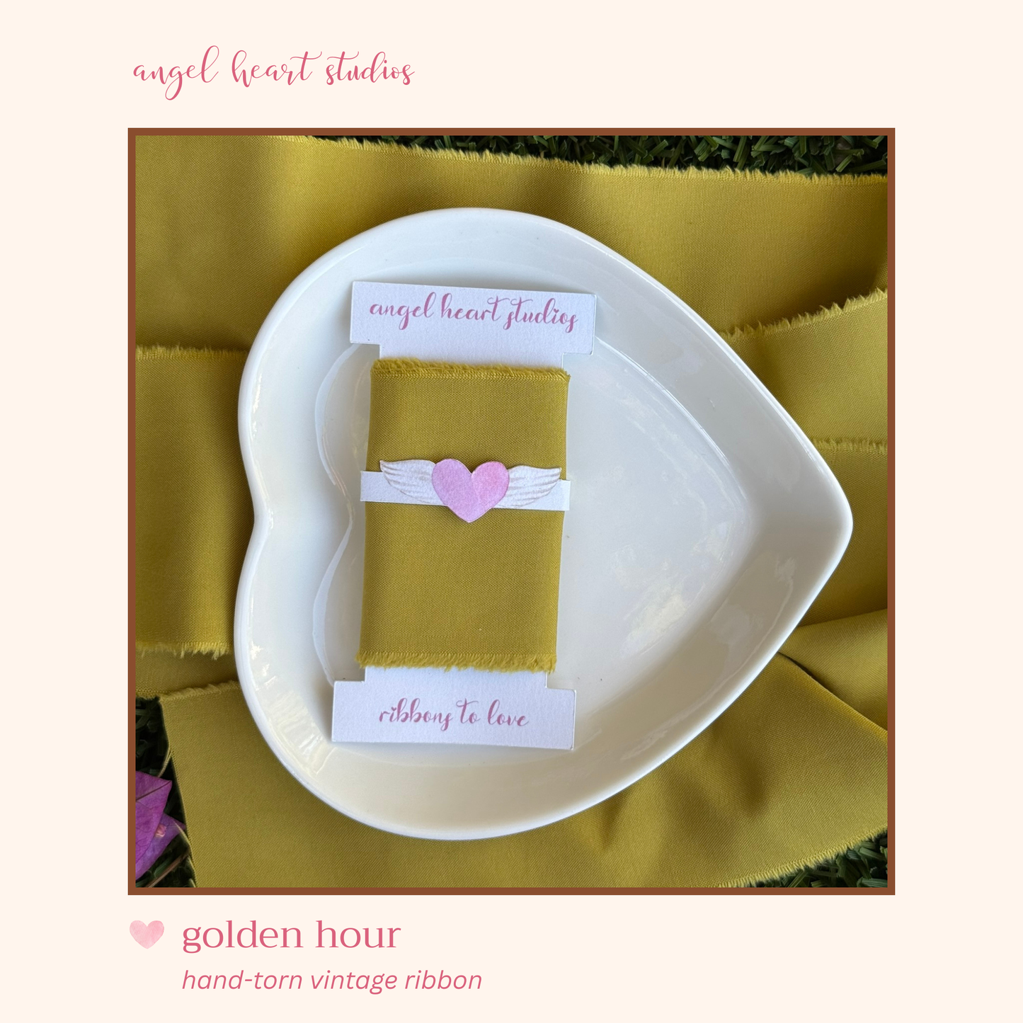 golden yellow vintage ribbon hand-torn fabric for junk journals