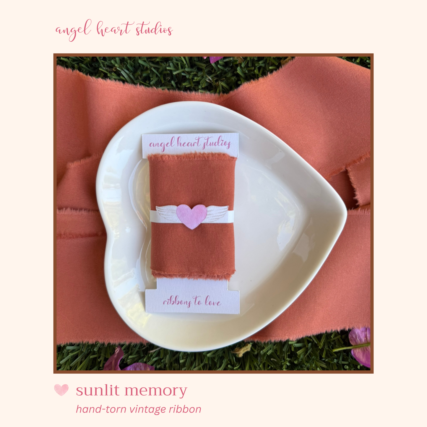 peach toned hand-torn ribbon repurposed fabric junk journal supply